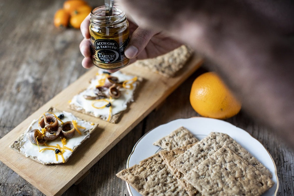 appetizers with anchovies and truffle